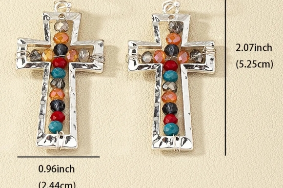 🆕 Cross Boho Beaded Earrings NWT - Picture 3 of 6